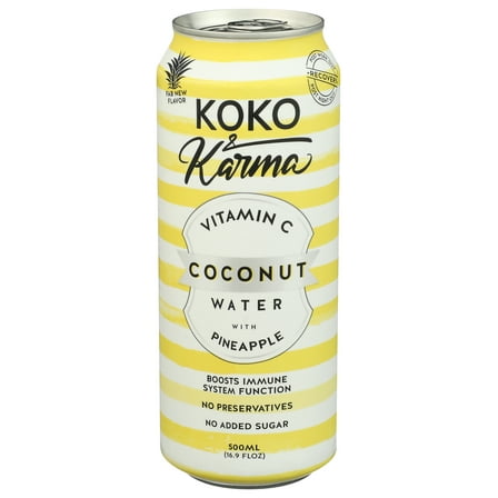 Koko Karma Coconut Water with Pineapple and Vitamin C 16.9oz Can