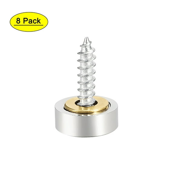 14mm Mirror Screws Decorative Caps Cover Nails Brushed Stainless Steel 8Pack