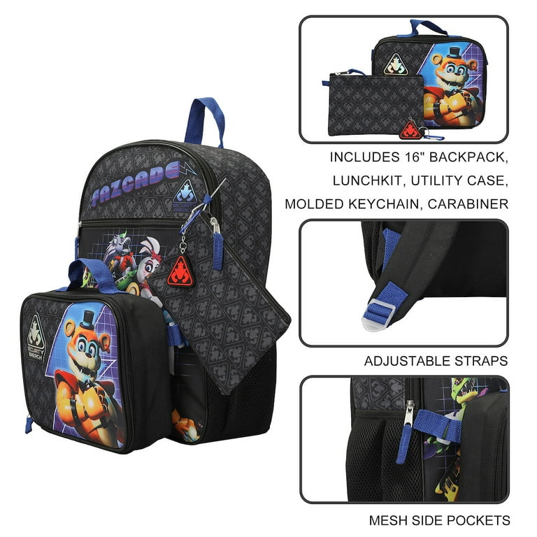 Five Nights At Freddy s Security Breach Fazcade Youth 5 Piece Backpack Set