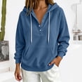 thumbnail image 4 of Neewe Women's V Neck Hoodies Long Sleeve Sweatshirt Drawstring Pullover Tops with Pocket Daily Outfits, 4 of 6