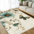 thumbnail image 4 of Turquoise Tulip 6x9 Area Rugs, Spring Vintage Botanical Butterfly Floral Non-Skid Rubber Backing Large Rectangle Rugs - Living Room Bedroom Home Office, Indoor Floor Mat Carpets Washable Rug, 4 of 9