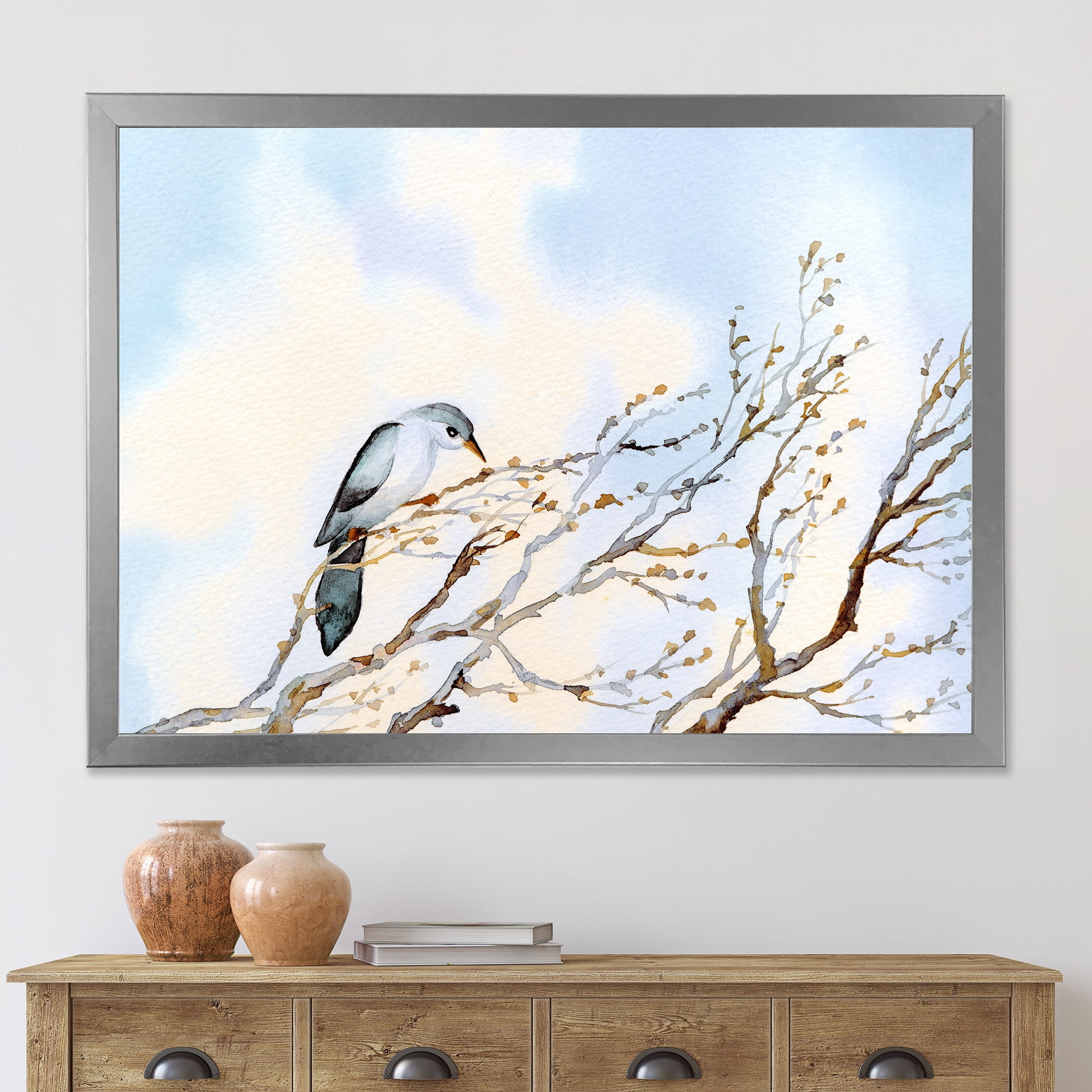 Designart 'Big Old Barren Twig Yard' Traditional Framed Art Print