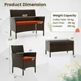 thumbnail image 3 of Costway 4 PCS Patio Furniture Set with Washable Cushions and Tempered Glass Coffee Table Orange, 3 of 9