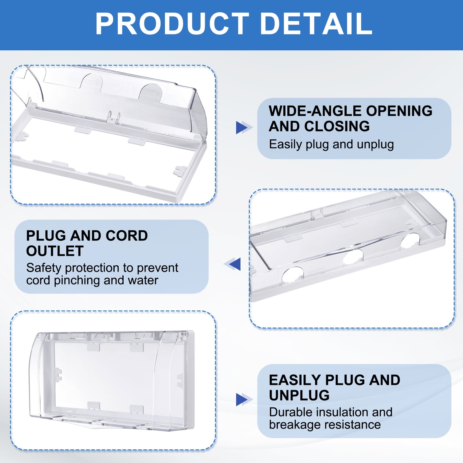 Uxcell 11.02 x 4.72 x 1.77 Inch Outlet Cover Box, Transparent