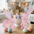 thumbnail image 6 of JEWLALO 2 Pack Woven Bunny Easter Decor - Bunny Decorations for Home, Spring Rabbit Figurines for Shelf Table Centerpiece (Pink), 6 of 7