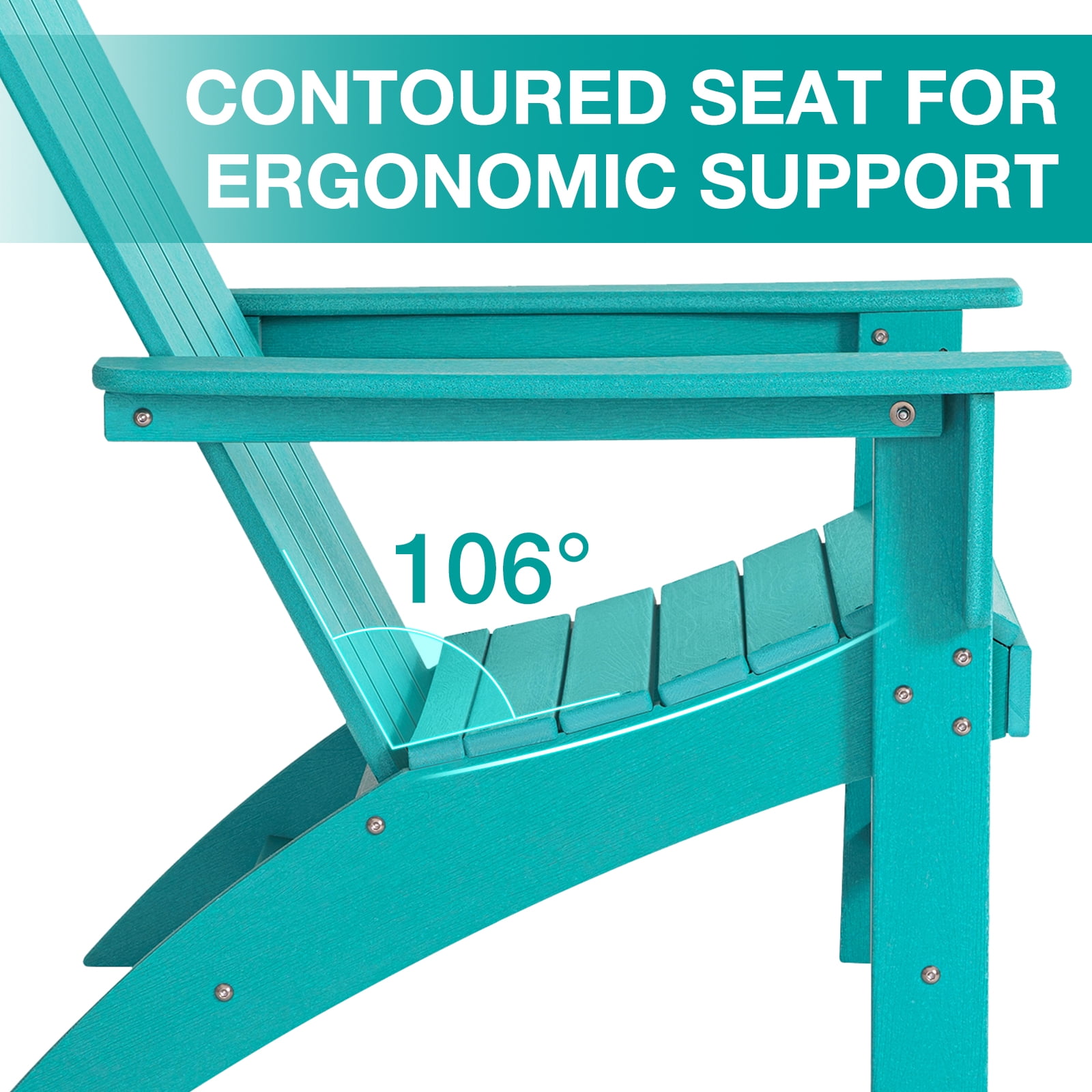 Garpans Adirondack Chair All Weather Outdoor Adirondack Chair HDPE Outdoor Chair for Patio Front Porch Pool Garden Deck Fire Pit Outside, Turquoise