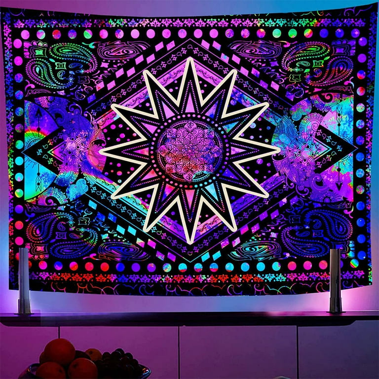 CUH UV Reactive Luminous Tapestry Throw Cover Tapestry Wall