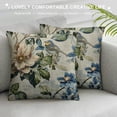 thumbnail image 3 of GOSMITH  Floral Pillow Case Spring Plant Flowers Hydrangea Hibiscus Iris Bird Leaf Throw Pillow Cover for Home Sofa Decorative Square Cushion Blue Green White, 3 of 5