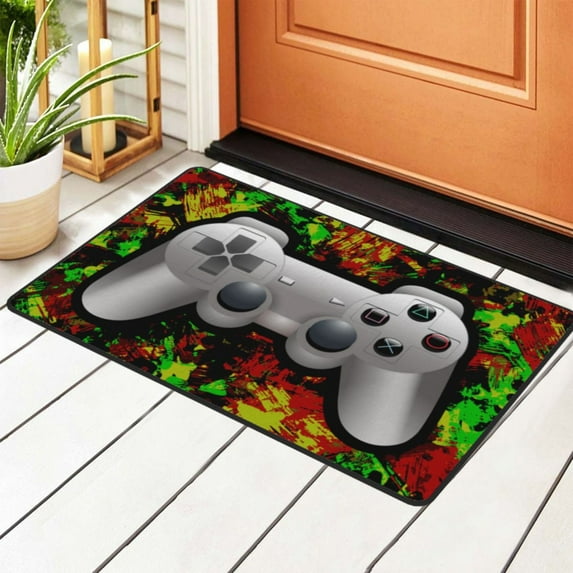 Silver Game Controller Rugs Doormat, Non-Slip Machine Washable Carpets Floor Door Mat , 36" x 24"