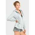 thumbnail image 2 of 247 Frenzy Women's Active Essentials Sofra Cottonbell Lightweight Full Zip Drawstring Cotton Hoodie with Front Pouch Pockets - Heather Gray ( WALMART EXCLUSIVE ), 2 of 4