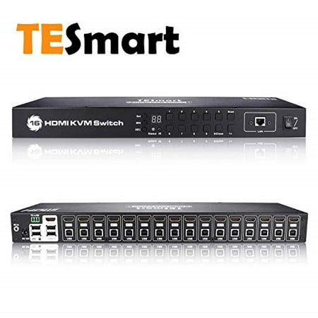 TESmart KVM Switch 16 Port HDMI | 4K 30Hz Ultra HD | Enterprise Grade | RS232 | LAN Port | IP Control | Auto Scan | Rackmount [Control PCs, Laptops, Servers w/One Keyboard, Video Monitor, (Best Twitch Server For Australia)
