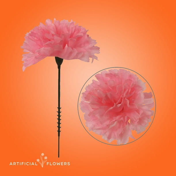 Pink Silk Carnation Picks, Artificial Flowers for Weddings, Decorations