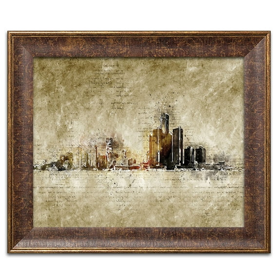 Gango Home Decor Horizontal Detroit by Incado (Ready to Hang); One 18x12in Gold Trim Framed Print