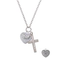 thumbnail image 2 of Delight Jewelry Silvertone Sisters Rock on AB Crystal Heart Be Strong and Courageous Engraved Cross Zoey Necklace, 28", 2 of 4
