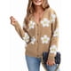 thumbnail image 2 of Cárdigan con Estampado Floral para Mujer, Larga, Abertura Frontal, Botones, Cuello en V, Tejido de Punto. Camello L, 2 of 8