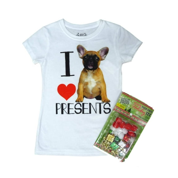 Jem Girls Design Your Own Holiday Dog T-Shirt Kit I Love Presents Tee Shirt XL