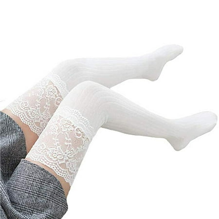 

Xingqing Women Socks Stockings Warm Thigh High Over the Knee Socks Long Cotton Lace up Stockings