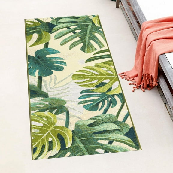 Unique Loom Outdoor Botanical Collection Area Rug - Longwood (2' x 6' Runner Green/Olive)