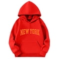 thumbnail image 4 of Ulanda New York Hoodies for Teen Girls Letter Print Graphic Hoodie Long Sleeve Hooded Sweatshirt Casual Pullover Tops (Red, 5-6 Years）, 4 of 4