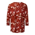 thumbnail image 4 of Jinhomg Casual Tops for Women 2025 Trendy 3/4 Sleeve Tunic Shirts Casual Loose Crewneck Blouses Fashion Floral Print Tshirts Summer Saving Multicolor S, 4 of 5