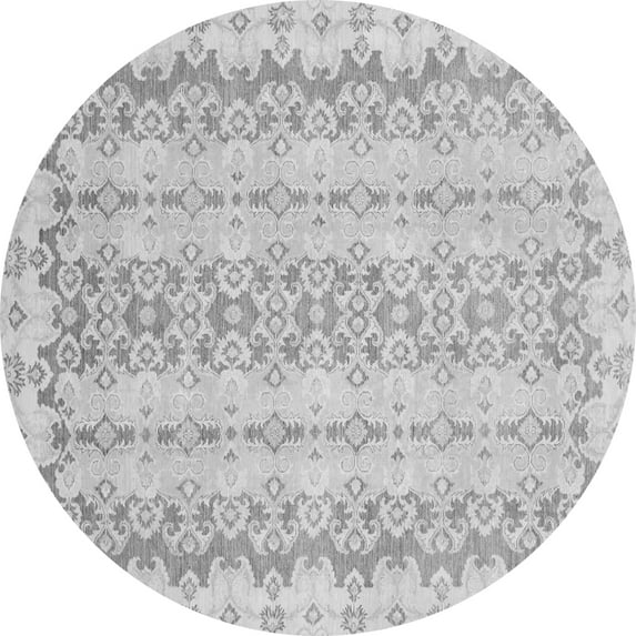 Ahgly Company Indoor Round Abstract Gray Modern Area Rugs, 3' Round