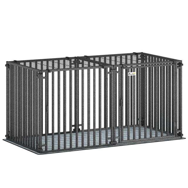 PawHut 55 Inch Heavy Duty Dog Crate, Extra Large Dog Cage Kennel with Mat