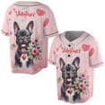thumbnail image 3 of Happy Valentine's Day French Bulldog holding flowers All Over Print 3D Baseball Shirt Dog Lover Gifts Softball Sport - 3005, 3 of 6