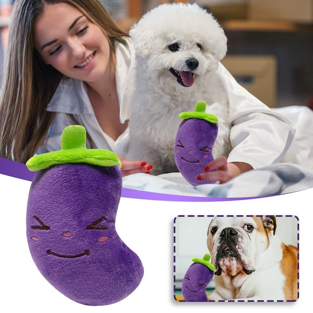 HOARBOEG Kid Toys Puppy Plush Toy Simulation Eggplant Molar Teeth Sounding Puzzle Tooth Cleaning
