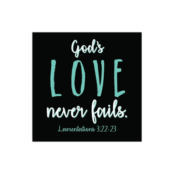 His Love Never Fails Black Mint 12 x 12 Wood Wall Sign Plaque