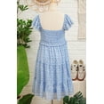 thumbnail image 6 of Women's Sky Blue Floral Print Mini Dress – Casual Flutter Sleeve Shift for Summer Days, XL, 6 of 8