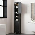 thumbnail image 6 of 67" Tall Bathroom Storage Cabinet with Lights, Slim Narrow Bathroom Cabinet Organizer with Doors and Adjustable Shelves, Tall Cabinet for Small Space, Living Room, Kitchen, Black, 6 of 8