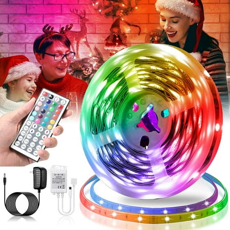 

LED Strip Lights 16.4 ft 5M RGB Color Changing LED Lights Strip 3528 Flexible LED Tape Light with 44 Keys Remote Controller IP65 Waterproof Ideal for Bedroom Home Outdoor Party Holiday Decoration