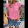 thumbnail image 3 of Women'S Round Neck Cap Sleeve Top Pink XL, 3 of 8