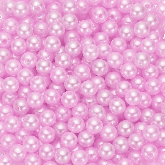 Uxcell Round Color Pearl Beads, 980 Pcs 8mm Faux Pearls Beads, Light Purple