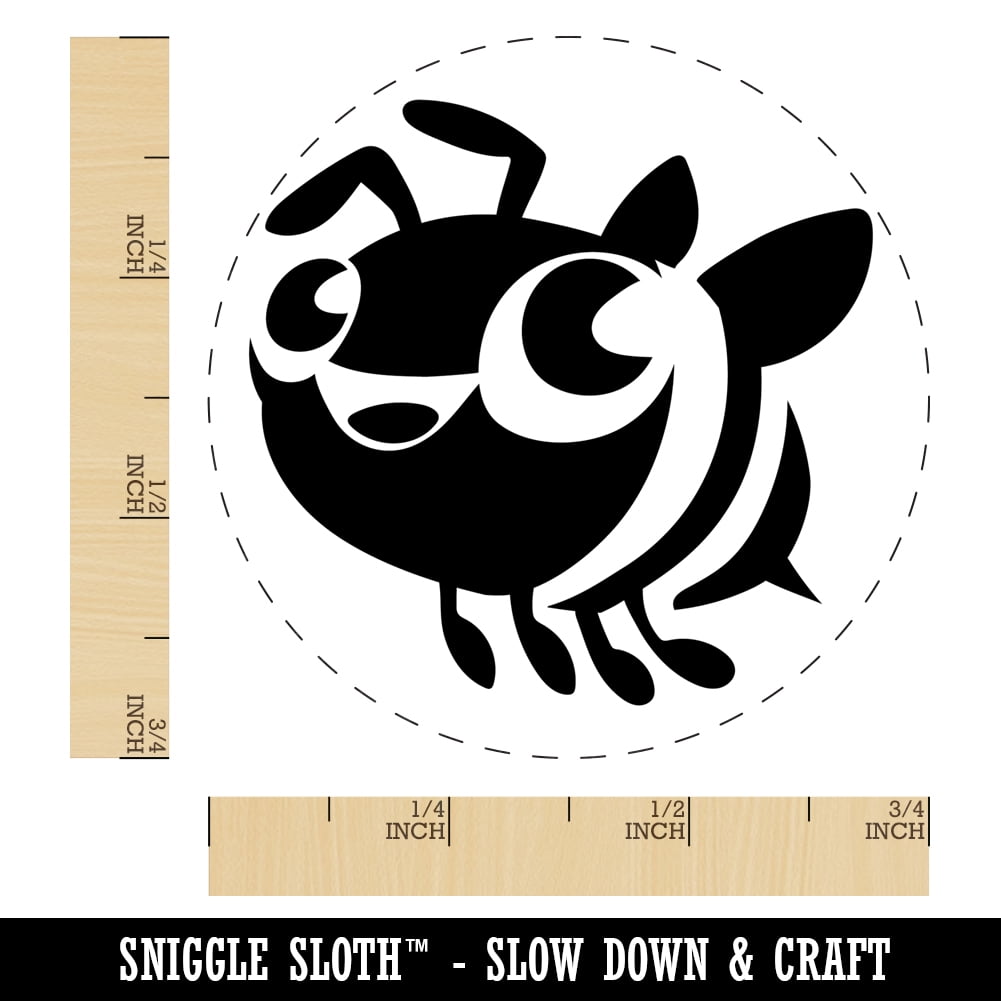 Cute Cartoon Honey Bee Bumblebee Self-Inking Rubber Stamp Ink Stamper - Black Ink - Small 3/4 Inch