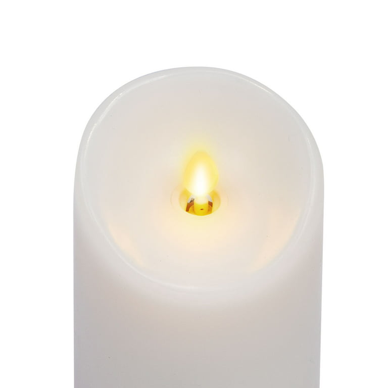 Ivory Flameless Candle Pillar - Scallop Top - 3 Width