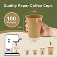 thumbnail image 3 of PYYNA-12 oz 100 Pack Disposable Coffee Cups, Bulk Brown Disposable Paper Cups, Coffee Cups for Hot Tea, Chocolate and Cold Drinks, 3 of 4