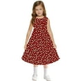 thumbnail image 7 of Spazoro Little & Big Girls A-Line Dress, Floral Print 2025 New Style Sleeveless Crew Neck Summer Dresses for Child Girls Red Size 11 T, 7 of 7