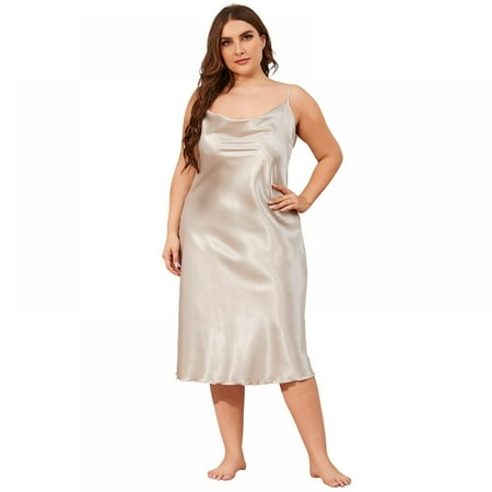 

Saient Women s Plus Size Silk Sleeveless Lingerie Nightgown Chemises Slip Sleepwear Nightie Lounge Dress