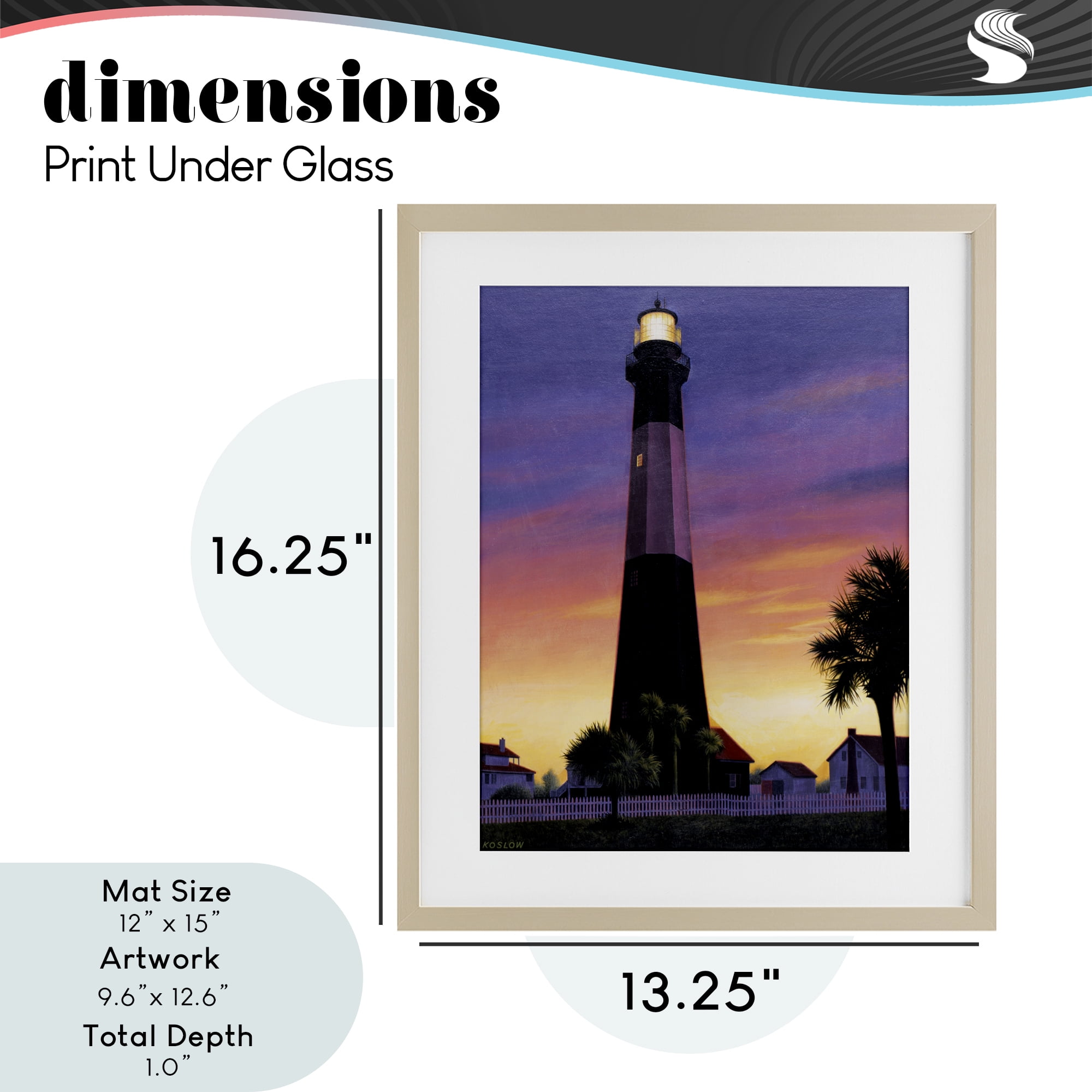 Georgia Tybee Island Lighthouse Birch Framed Print Under Glass, design by Wind River Studios
