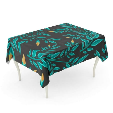 

SIDONKU Blue Leaf Floral Small Pattern Quirky Scroll Abstract Baroque Tablecloth Table Desk Cover Home Party Decor 52x70 inch