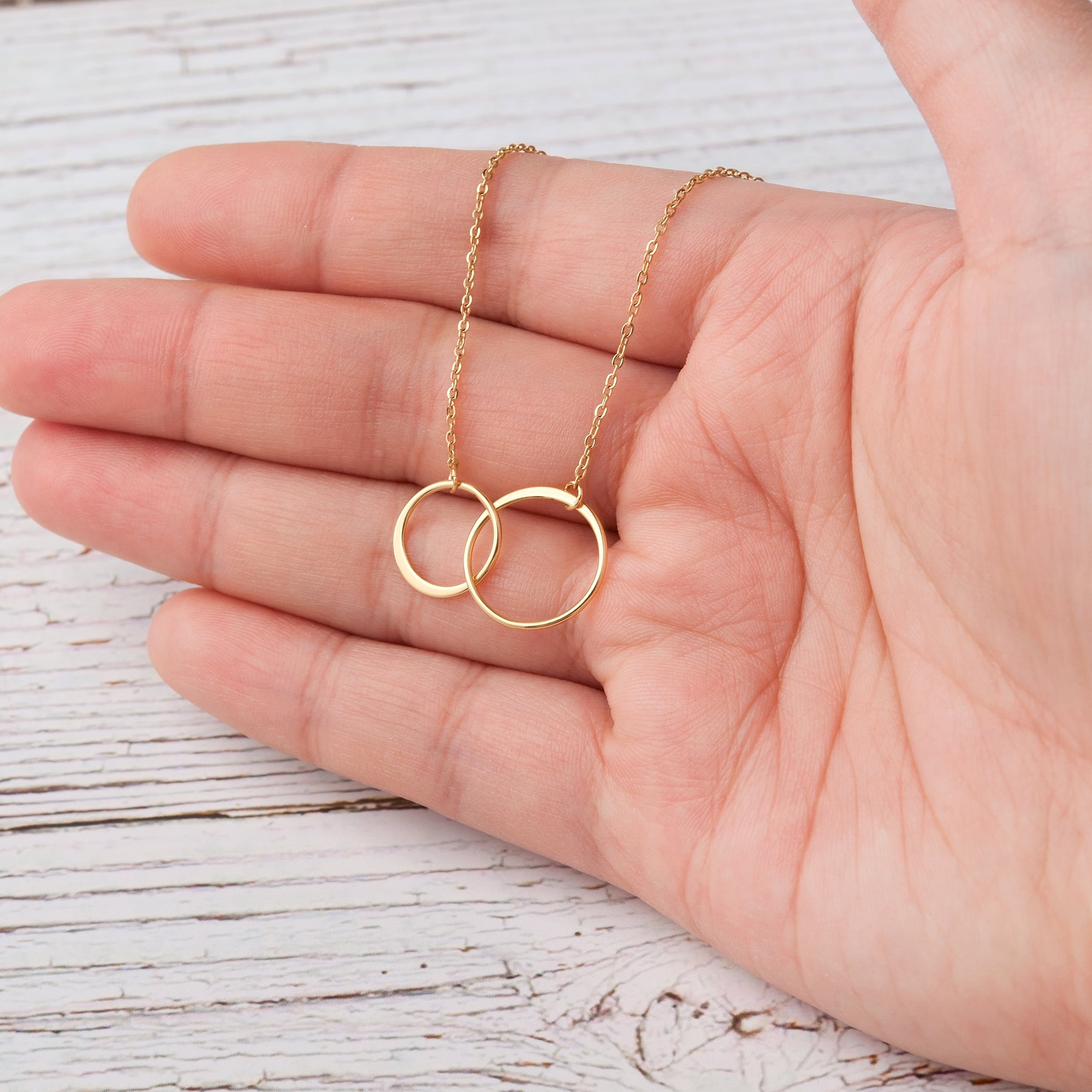 Anavia Valentines Day Gift for Friend, Galentines Day Gift, Double Circle Necklace, Best Friend Necklace, Gifts for Girlfriend, Best Friend Gifts, Friendship Gift, Gift for Mom- [Gold]