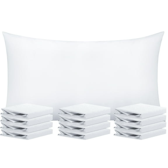 Ntbay 12 Pack Microfiber Queen Ultra Soft Pillowcases with Envelope Closure, Wrinkle, Fade and Stain Resistant Pillowcase Set, 20" x 30", White