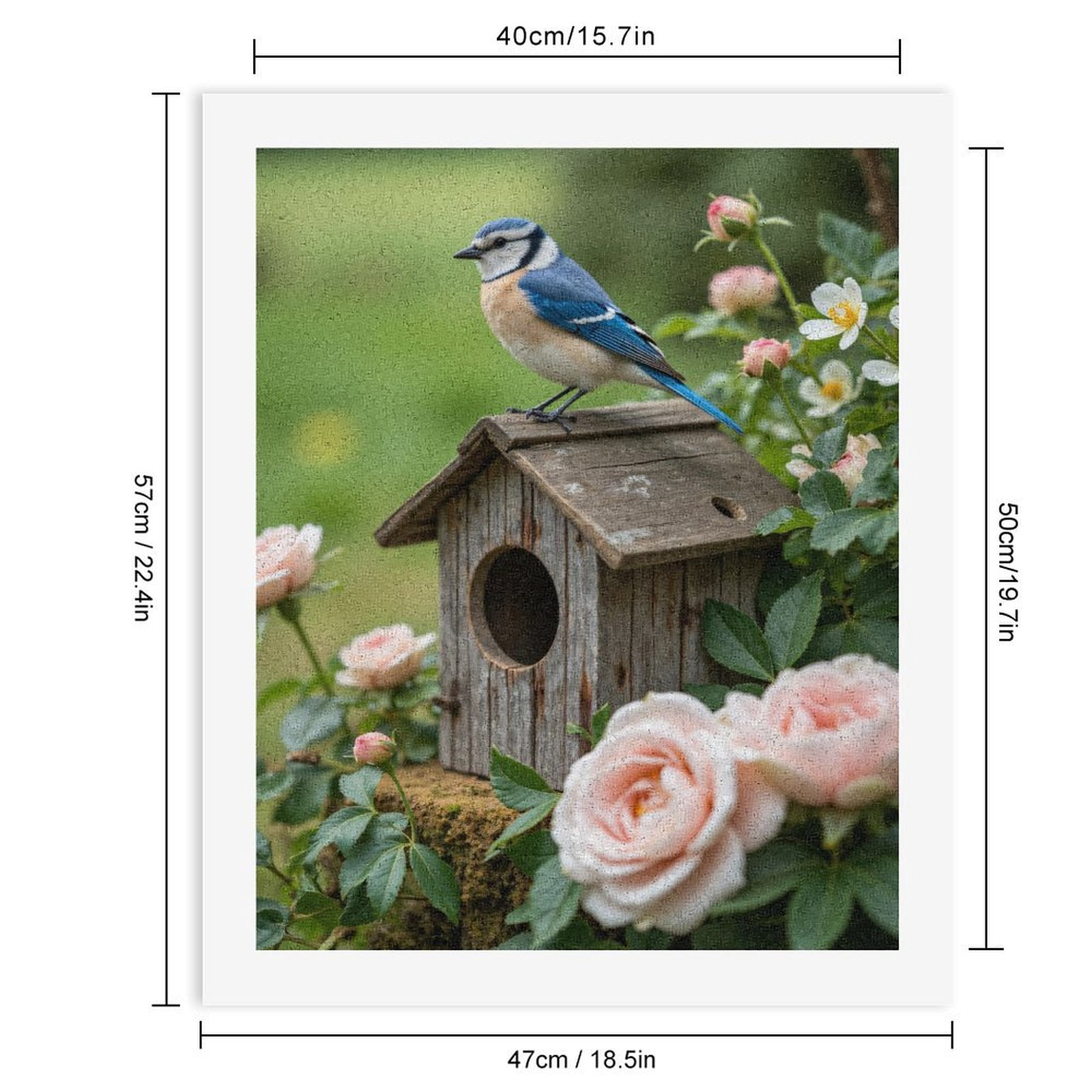 Paint By Numbers Kit for Adults Beginner - DIY Blue Bird Wooden Birdhouse Roses Canvas Painting Kits for Adults, Frameless Paint By Number for Adults for Home Wall Decor 16x20 Inch