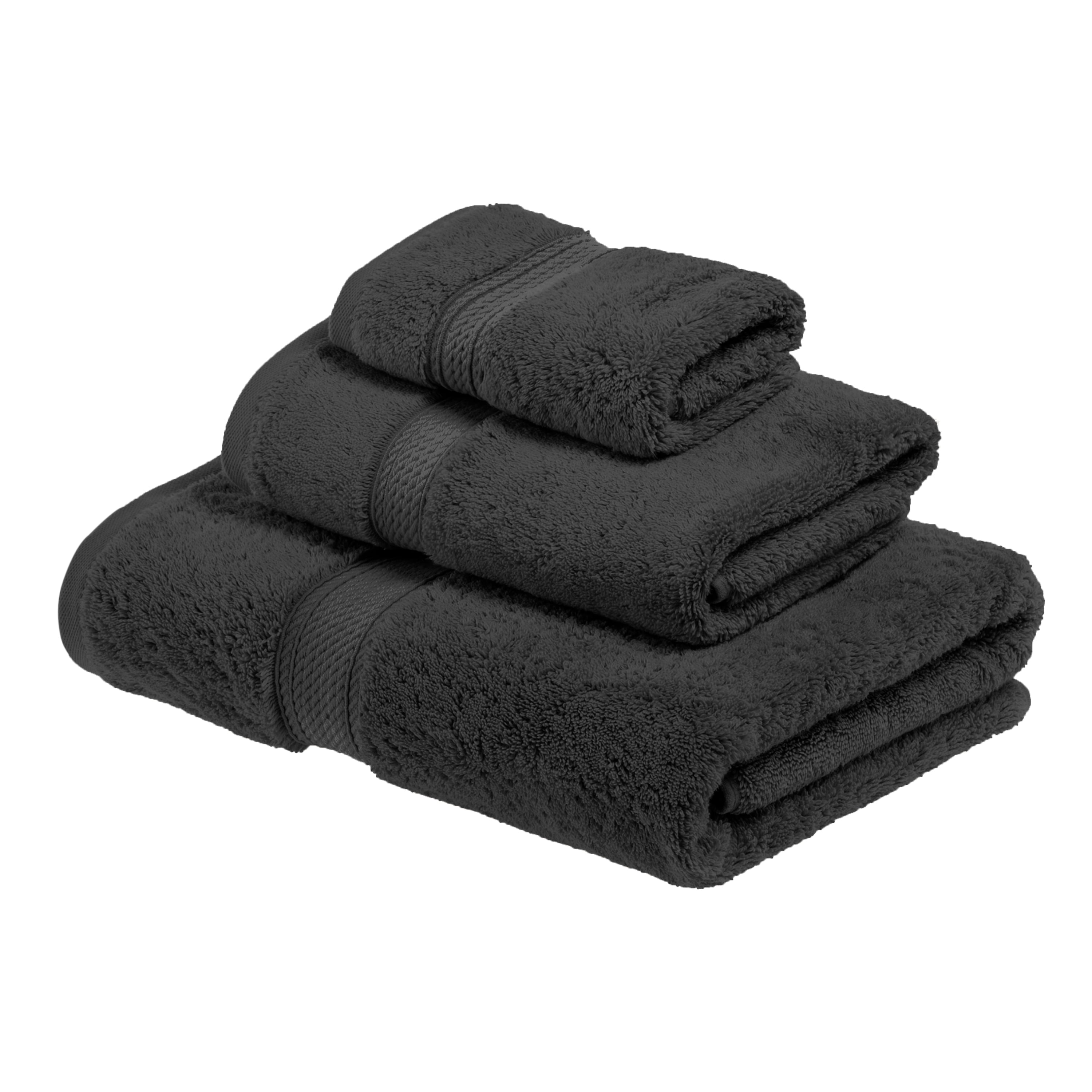 Premium Egyptian Cotton Highly Absorbent Assorted 3-Piece Plush Towel Set - 30" x 55", 20" x 30", 13" x 13"