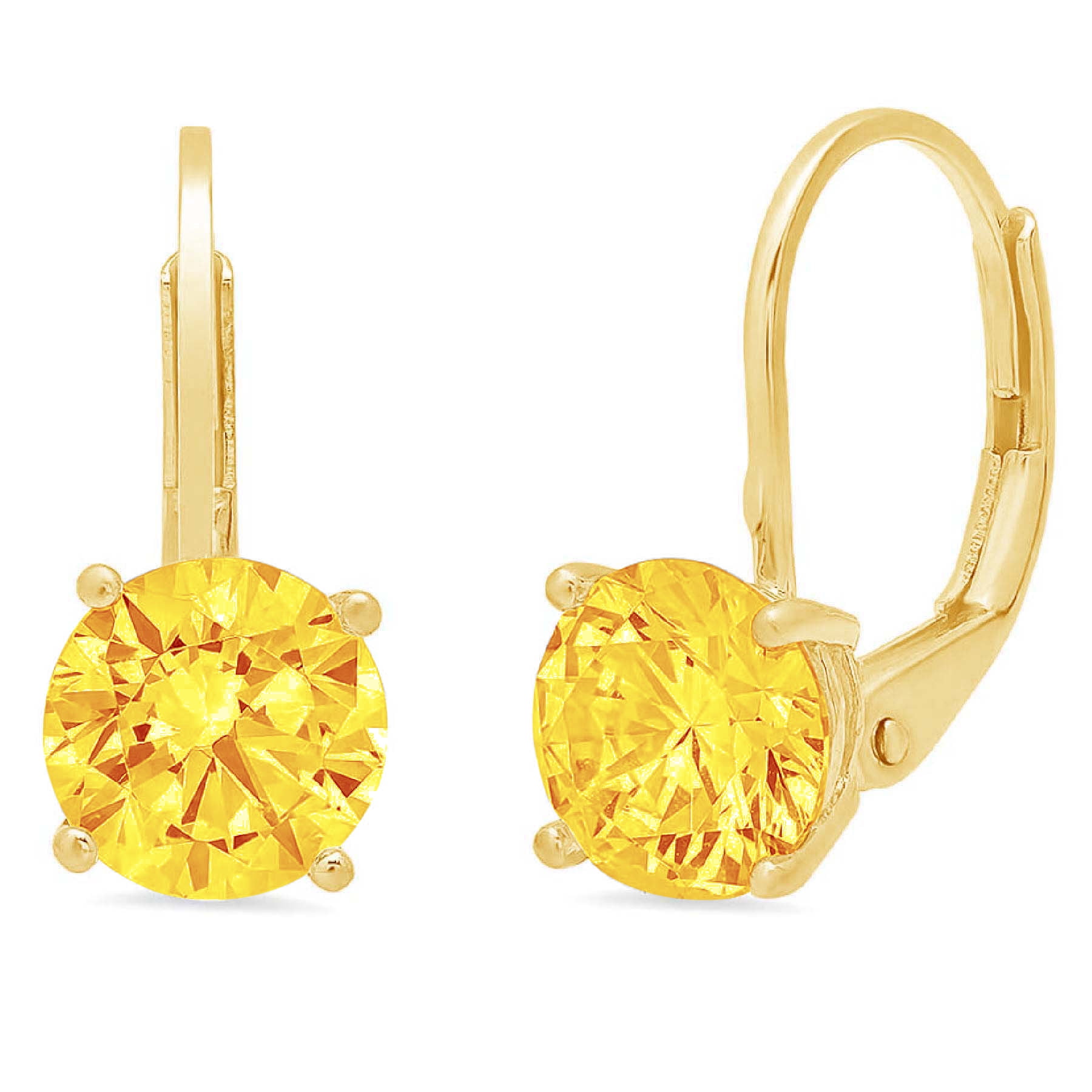 4Ct Pear Cut Yellow Citrine & Diamond Drop Dangle Earrings 14K White Gold Finish 