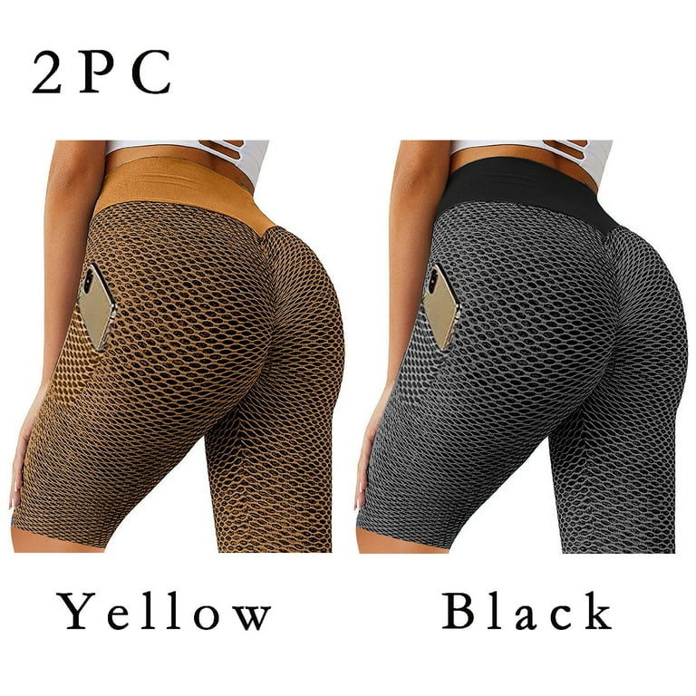 Baocc Yoga Shorts Fitness Yoga 2Pc Tight-Fitting Sports Women's Casual  Shorts Lifting Yoga Pants Shorts for Women Yellow 