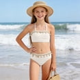 thumbnail image 5 of mgoYE Swimsuits for Girls 10-12 Girl's 3 Piece Shell Decor Bikini Sets Textured Top High Waist Hipster Cute Swimsuits with Cover Up(White,9-10 Years), 5 of 8