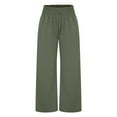 thumbnail image 3 of Lroveb Wide Leg Pants for Women, Womens High Waisted Culottes Palazzo Pants, Solid Color Fashionable Casual Ice Silk Wrinkled Button Split Pants Army Green, 3 of 8