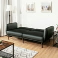 thumbnail image 4 of Gymax Convertible Futon Sofa Bed PU Adjustable Couch Sleeper w/Wood Legs Black, 4 of 10